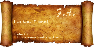 Farkas Ahmed névjegykártya